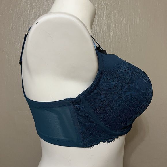 Cacique Lightly Lined Seriously Sexy Cage Style UW Bra Dark Teal Size 42DD NWT - Picture 5 of 7